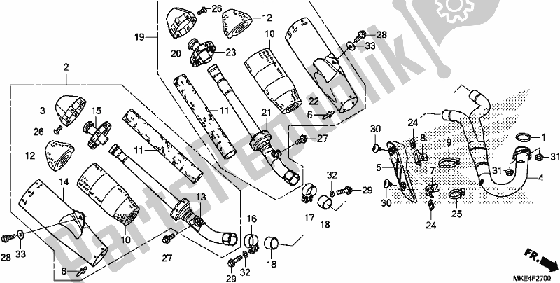 Todas as partes de Silenciador De Exaustão do Honda CRF 450 RXJ USA Type R 2018