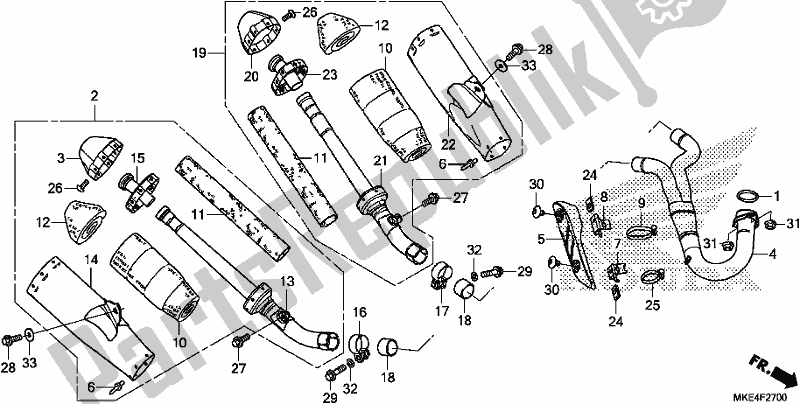 Tutte le parti per il Silenziatore Di Scarico del Honda CRF 450 RXJ USA Type R 2018