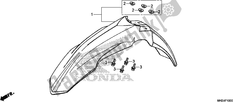 All parts for the Front Fender of the Honda CRF 450 RXJ USA Type R 2018