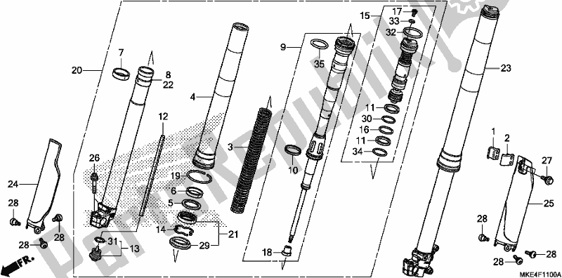 Todas as partes de Garfo Dianteiro do Honda CRF 450 RXJ USA Type R 2018