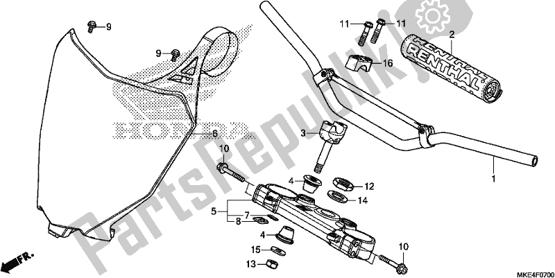 Tutte le parti per il Handle Pipe/top Bridge del Honda CRF 450 RXJ USA Type R 2018