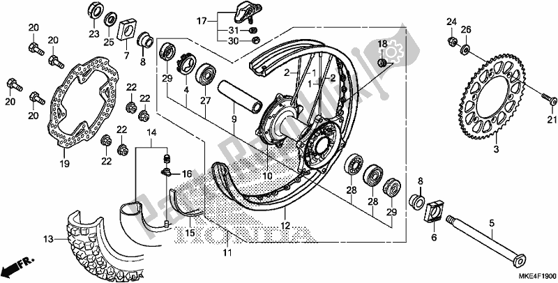 Tutte le parti per il Ruota Posteriore del Honda CRF 450 RXJ USA Type R 2018