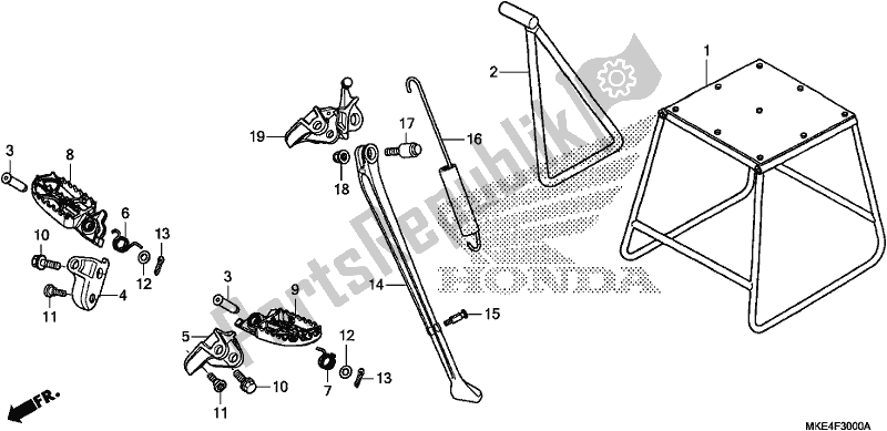 All parts for the Step/stand of the Honda CRF 450 RXJ USA Type R 2018