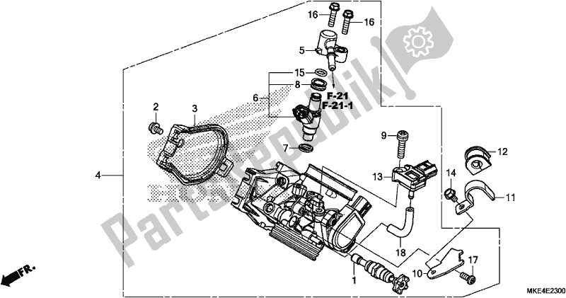 Tutte le parti per il Corpo Farfallato del Honda CRF 450 RXJ USA Type R 2018