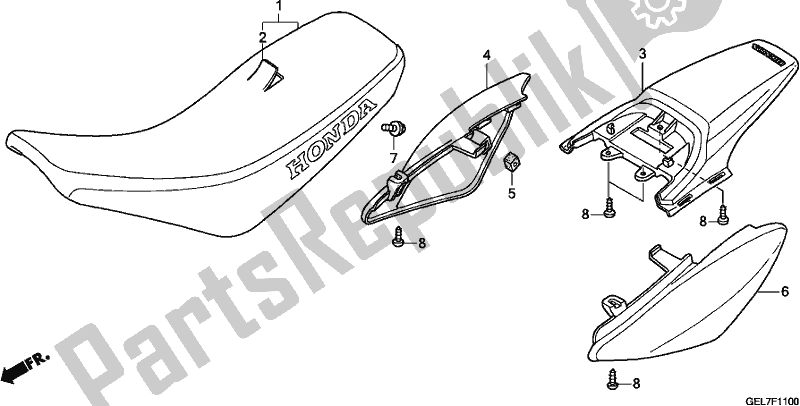 All parts for the Seat/rear Fender of the Honda CRF 50F 2018