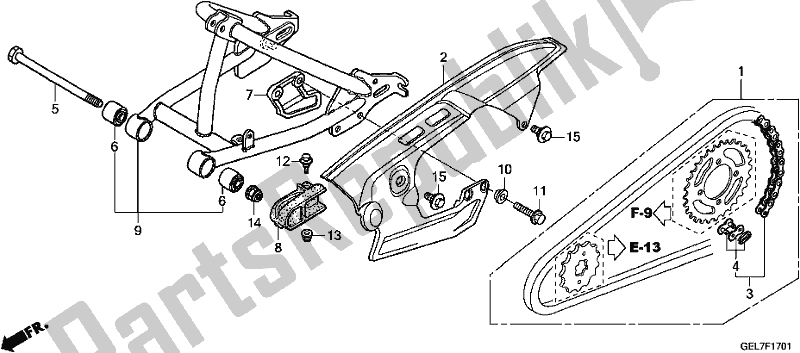 Toutes les pièces pour le Bras Oscillant du Honda CRF 50F 2018