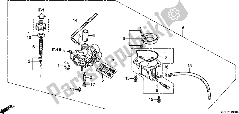 Tutte le parti per il Carburatore del Honda CRF 50F 2019