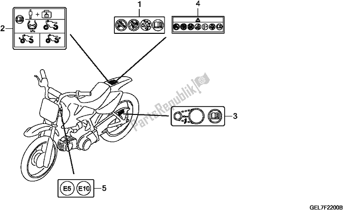 Tutte le parti per il Etichetta Di Avvertenza del Honda CRF 50F 2019