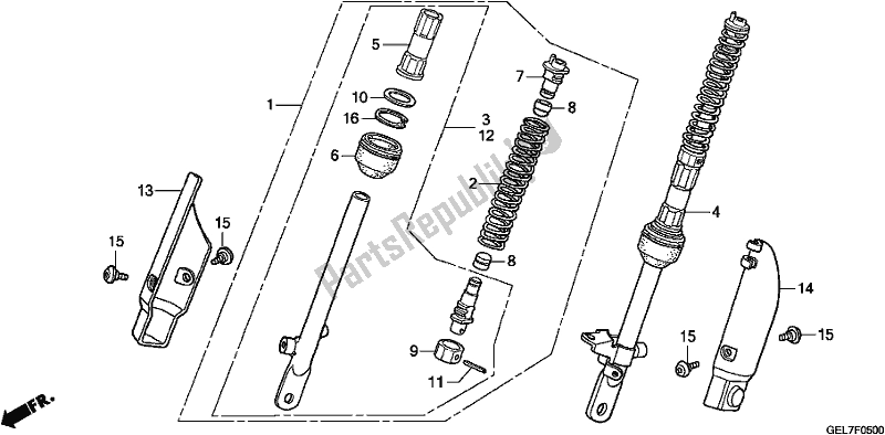 All parts for the Front Cushion of the Honda CRF 50F 2019