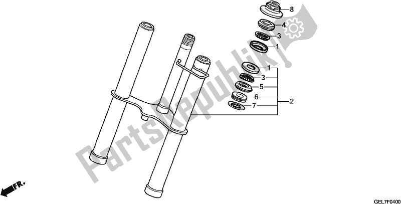 All parts for the Front Fork of the Honda CRF 50F 2020