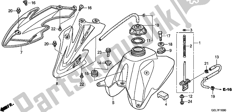All parts for the Fuel Tank of the Honda CRF 50F 2020