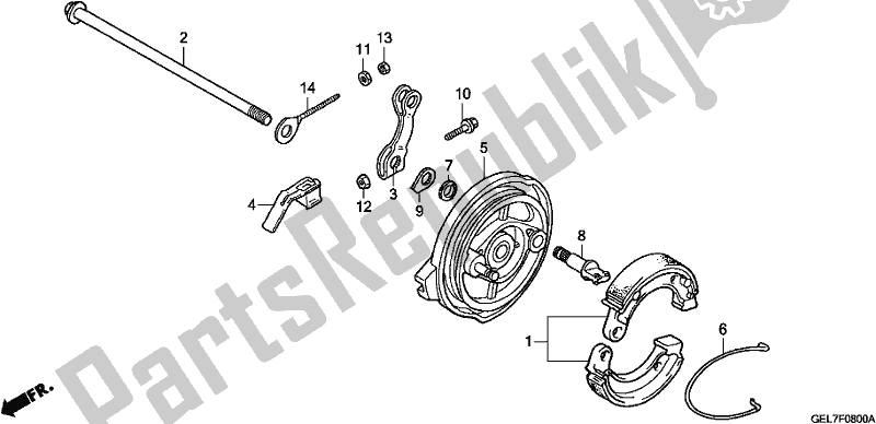 Wszystkie części do Tylny Panel Hamulca Honda CRF 50F 2020