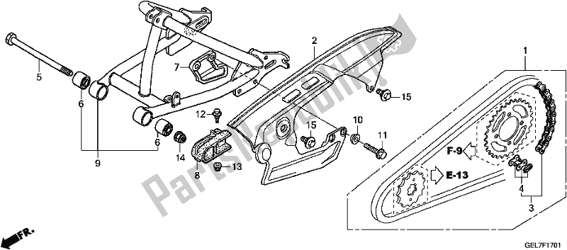 Toutes les pièces pour le Bras Oscillant du Honda CRF 50F 2020