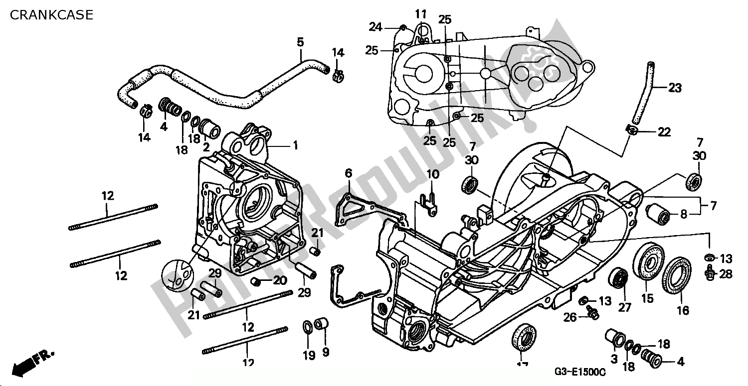 Todas as partes de Bloco Do Motor do Honda FES 250 Foresight W Netherlands KPH 1998