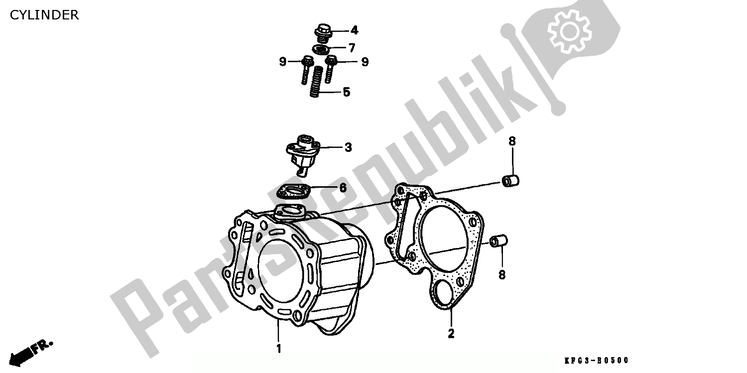 All parts for the Cylinder of the Honda FES 250 Foresight W Netherlands KPH 1998