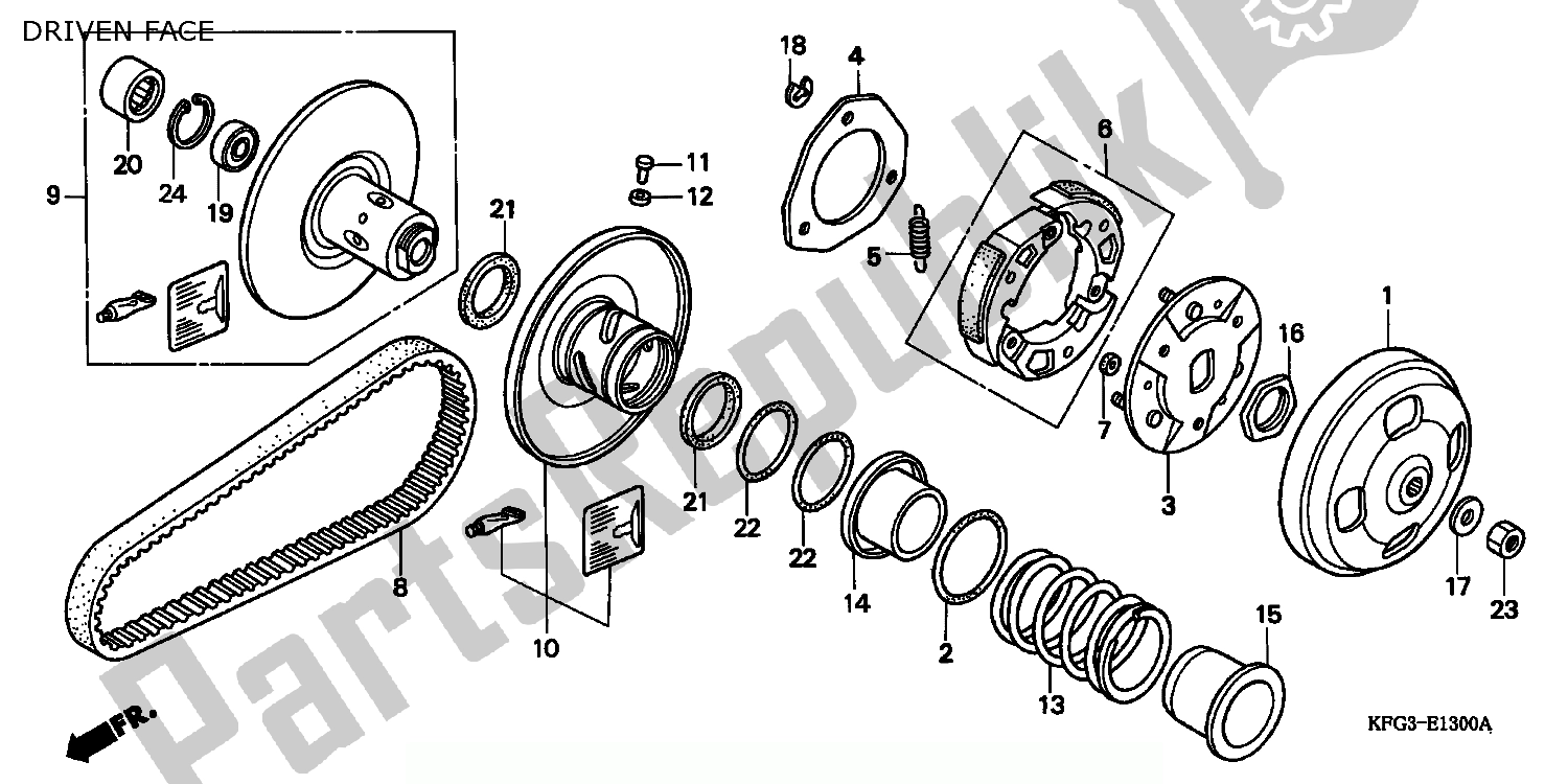 Todas las partes para Cara Conducida de Honda FES 250 Foresight W Netherlands KPH 1998