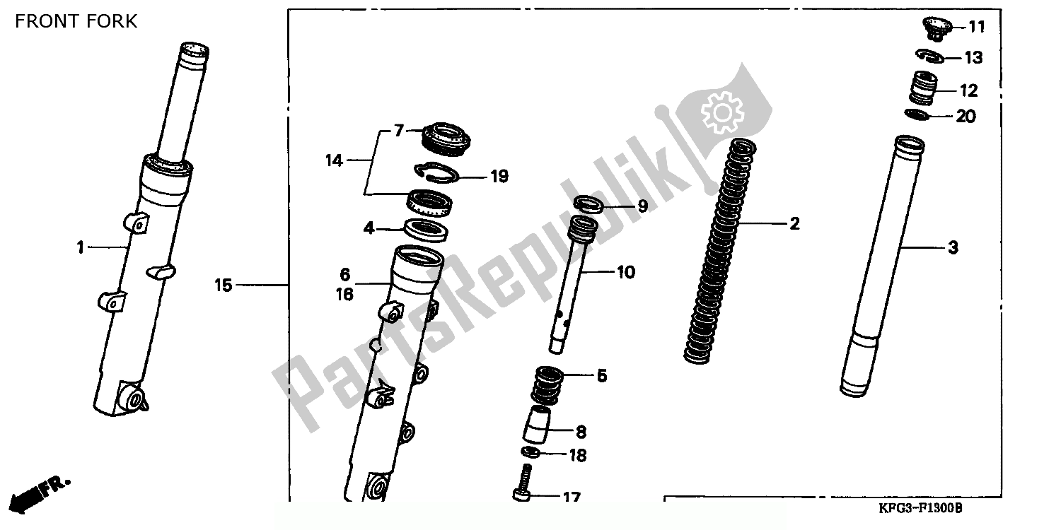 Toutes les pièces pour le Fourche Avant du Honda FES 250 Foresight W Netherlands KPH 1998