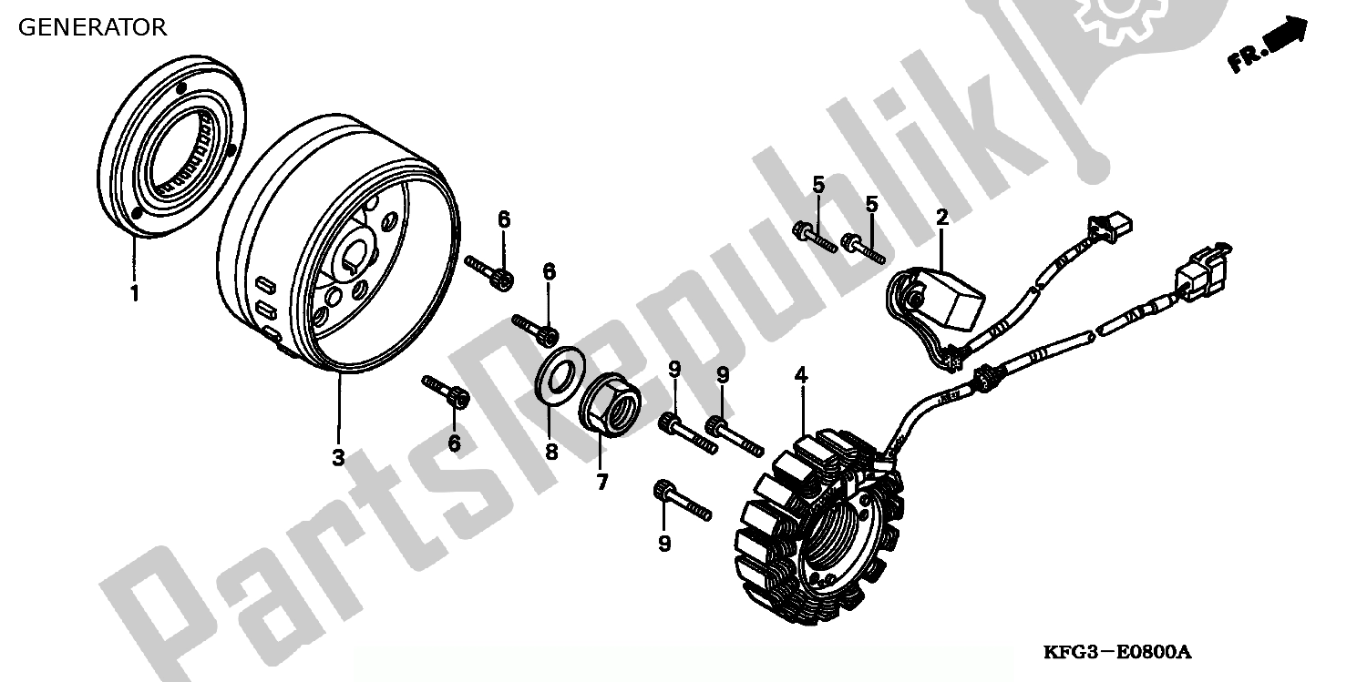 All parts for the Generator of the Honda FES 250 Foresight W Netherlands KPH 1998