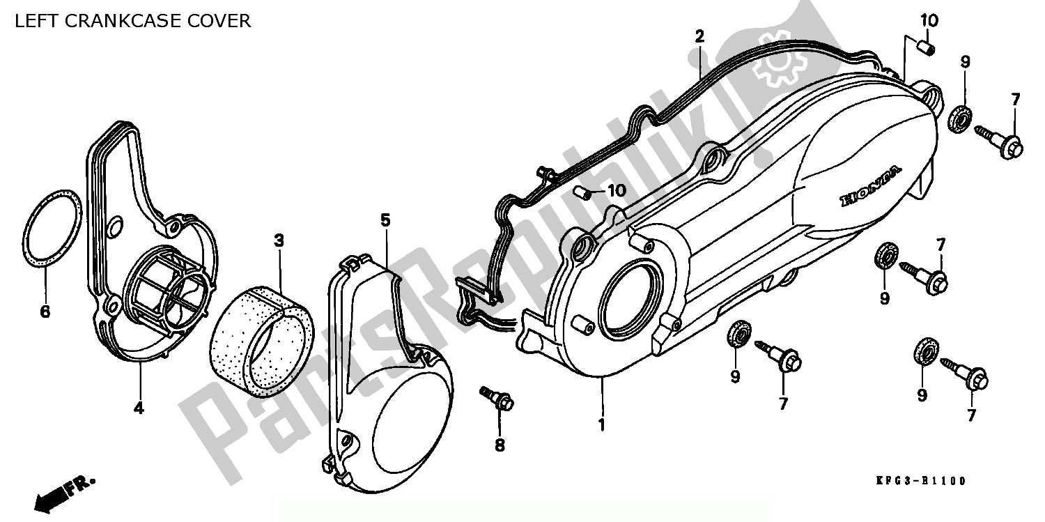 Toutes les pièces pour le Couvercle De Carter Gauche du Honda FES 250 Foresight W Netherlands KPH 1998