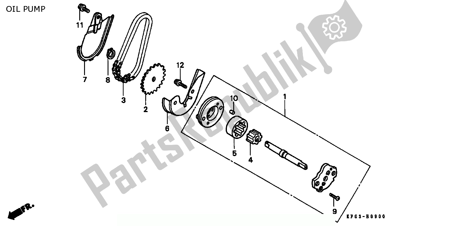 All parts for the Oil Pump of the Honda FES 250 Foresight W Netherlands KPH 1998