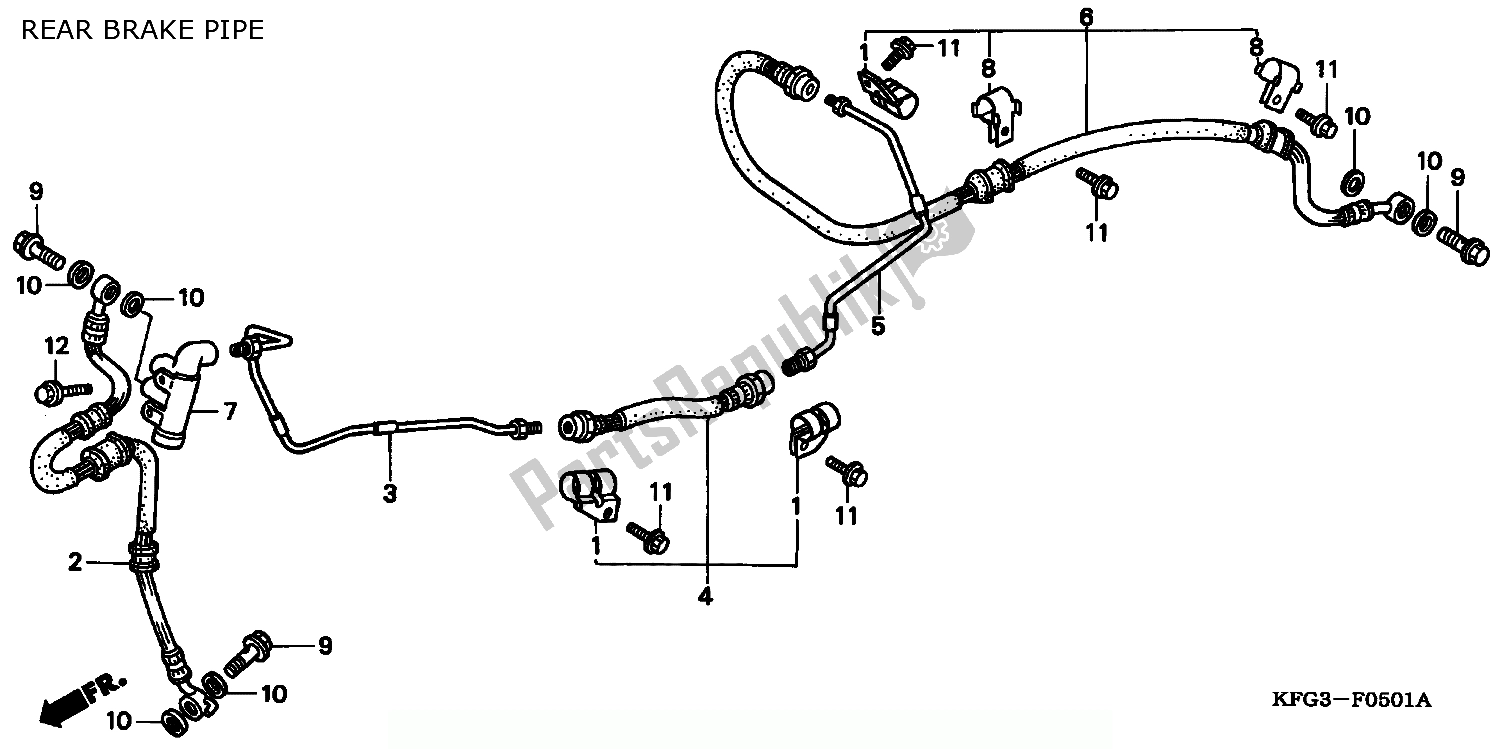 Toutes les pièces pour le Tuyau De Frein Arrière du Honda FES 250 Foresight W Netherlands KPH 1998