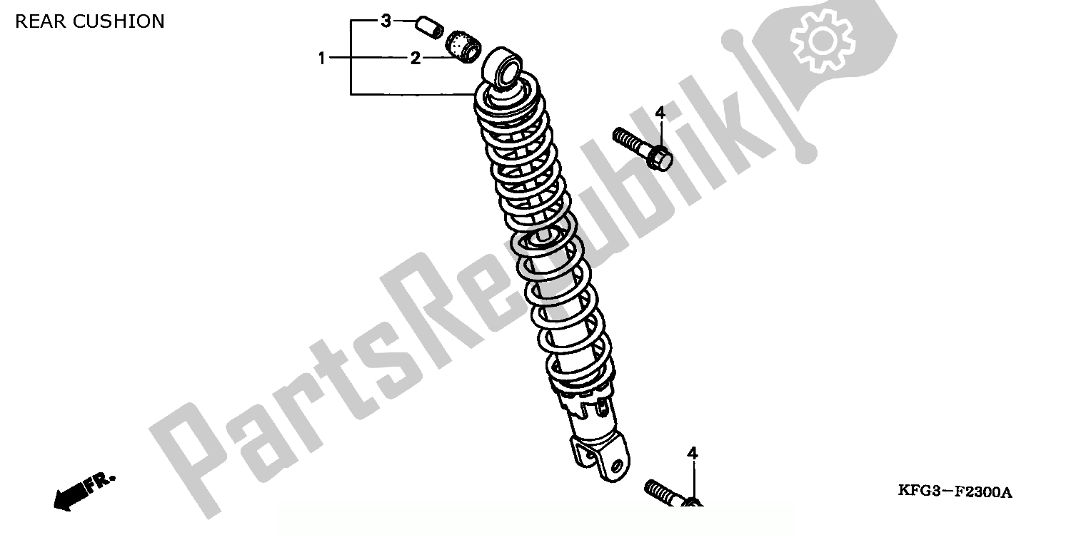 All parts for the Rear Cushion of the Honda FES 250 Foresight W Netherlands KPH 1998