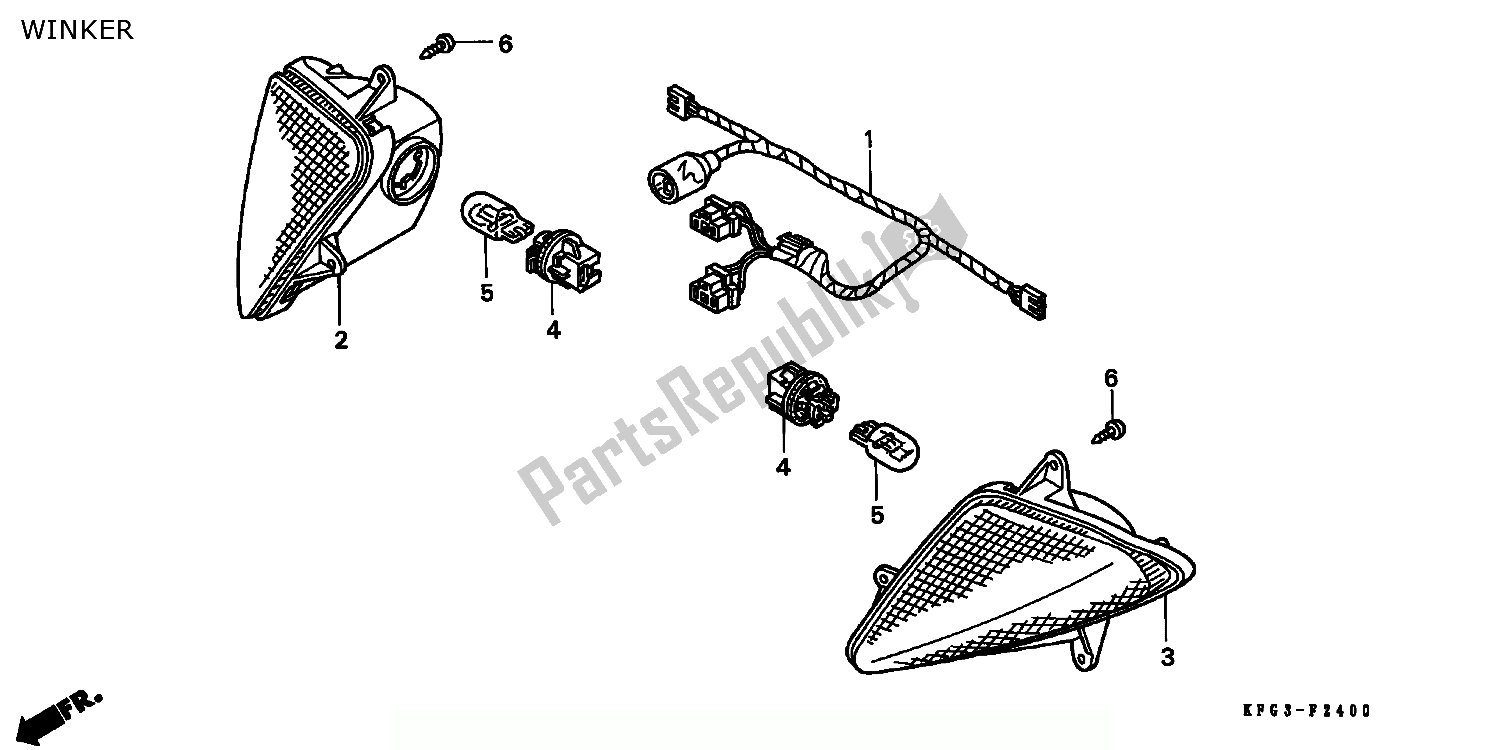 All parts for the Winker of the Honda FES 250 Foresight W Netherlands KPH 1998