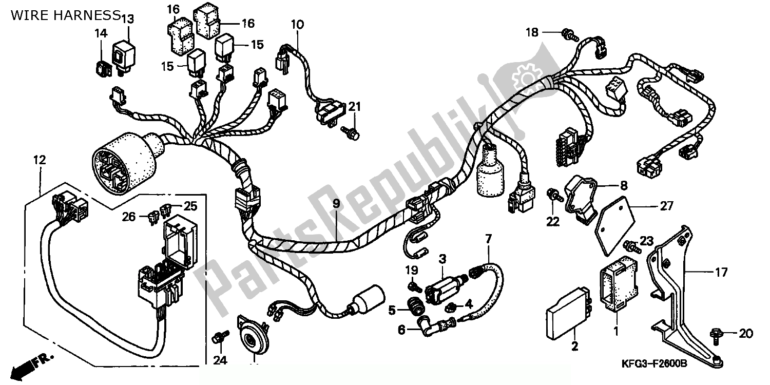 All parts for the Wire Harness of the Honda FES 250 Foresight W Netherlands KPH 1998