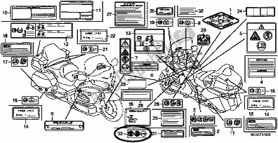 Tutte le parti per il Caution Label (3) del Honda GL 1800 Goldwing 2017