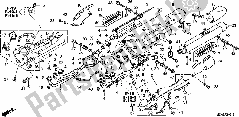 Tutte le parti per il Silenziatore Di Scarico del Honda GL 1800 Goldwing 2017