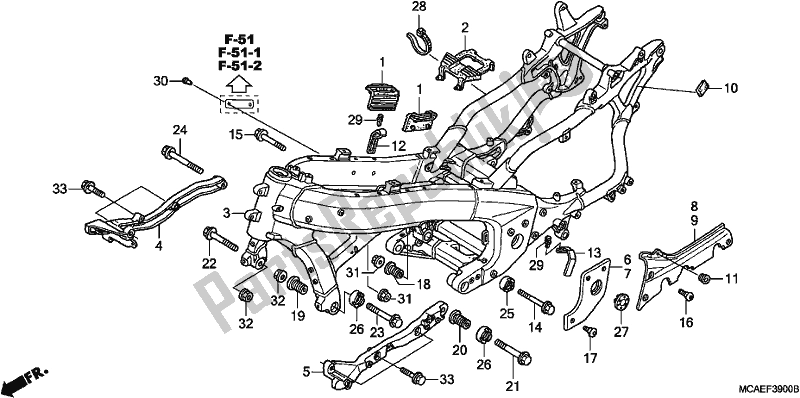 Tutte le parti per il Corpo Del Telaio del Honda GL 1800 Goldwing 2017