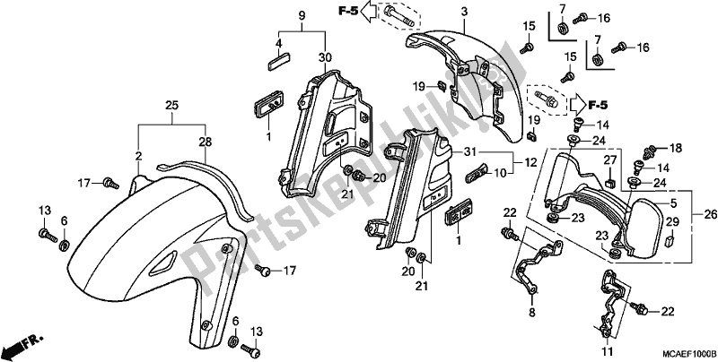 Toutes les pièces pour le Garde-boue Avant du Honda GL 1800 Goldwing 2017