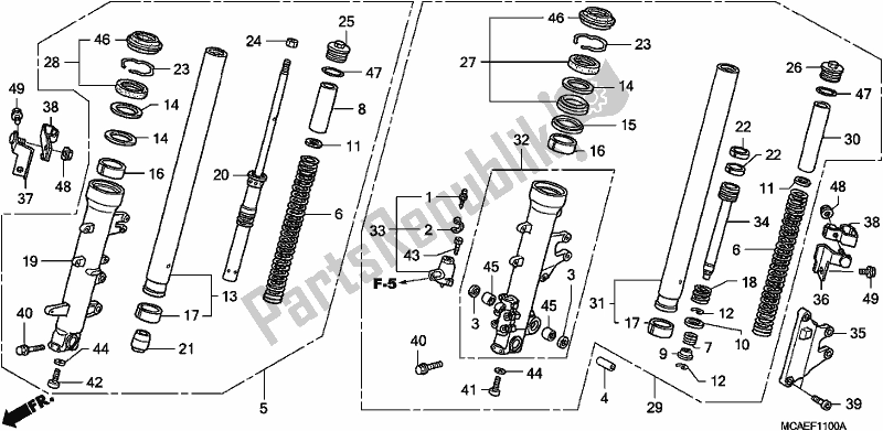 Tutte le parti per il Forcella Anteriore del Honda GL 1800 Goldwing 2017