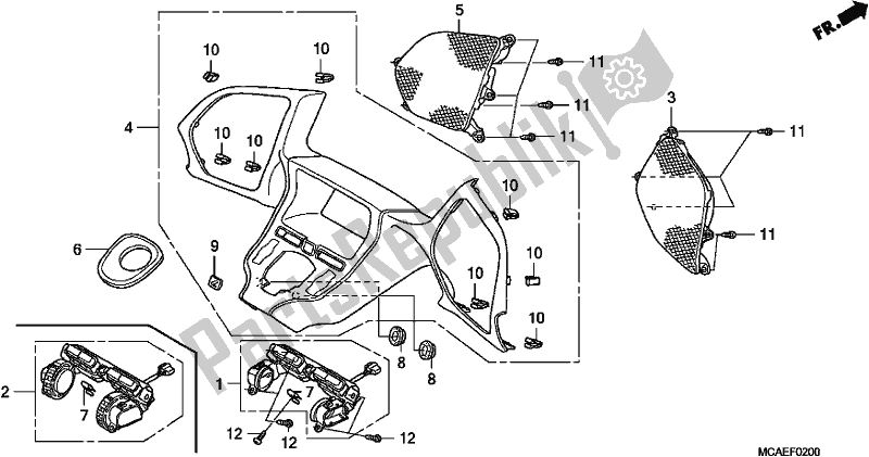 Tutte le parti per il Pannello Del Misuratore del Honda GL 1800 Goldwing 2017