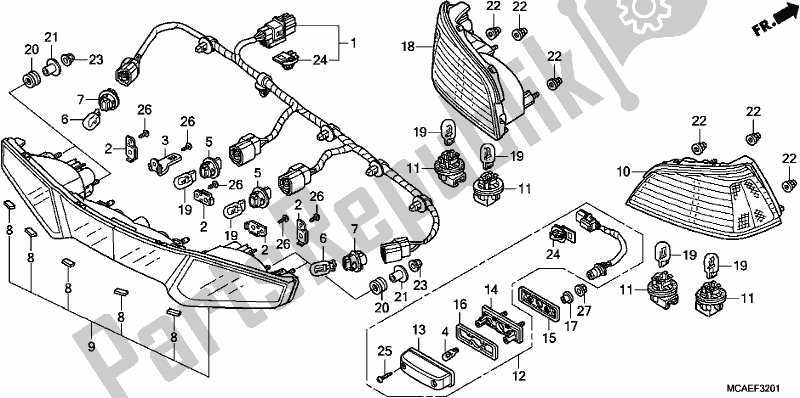 Tutte le parti per il Luce Di Combinazione Posteriore del Honda GL 1800 Goldwing 2017