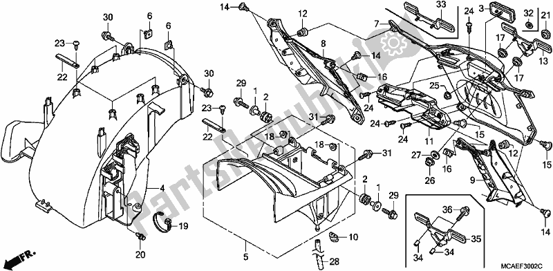 Toutes les pièces pour le Garde-boue Arrière du Honda GL 1800 Goldwing 2017