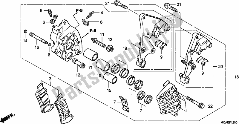 Alle onderdelen voor de Right Front Brake Caliper (abs) van de Honda GL 1800 Goldwing 2017