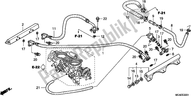 Tutte le parti per il Corpo Farfallato (tubo) del Honda GL 1800 Goldwing 2017