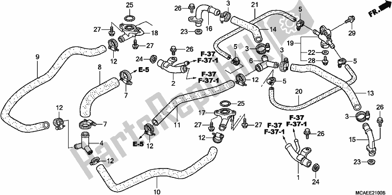 Tutte le parti per il Tubo Dell'acqua del Honda GL 1800 Goldwing 2017