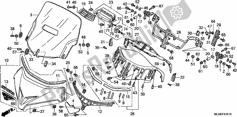 Alle onderdelen voor de Voorruit van de Honda GL 1800 Goldwing 2017