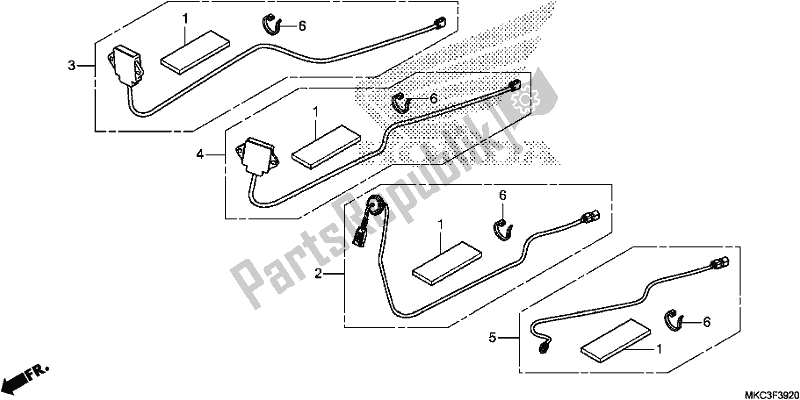 All parts for the Antenna Set/cord Set of the Honda GL 1800 Goldwing Tour Manual 2018