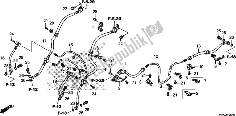 Wszystkie części do Brake Hose/brake Pipe Honda GL 1800 Goldwing Tour Manual 2018