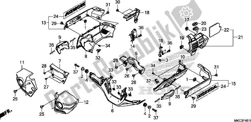 Wszystkie części do Pokrywa Silnika Honda GL 1800 Goldwing Tour Manual 2018