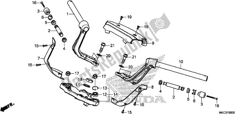 Todas las partes para Handle Pipe/top Bridge de Honda GL 1800 Goldwing Tour Manual 2018