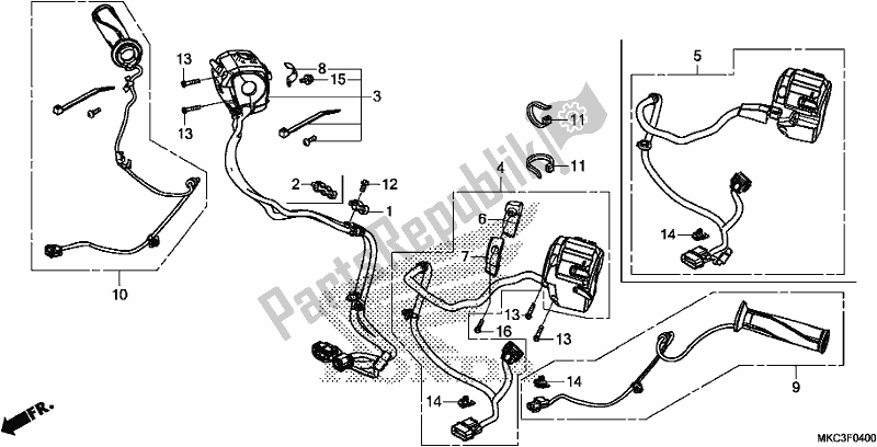 Alle onderdelen voor de Handvat Schakelaar van de Honda GL 1800 Goldwing Tour Manual 2018