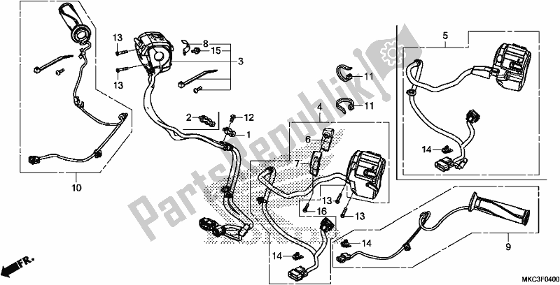 All parts for the Handle Switch of the Honda GL 1800 Goldwing Tour Manual 2018