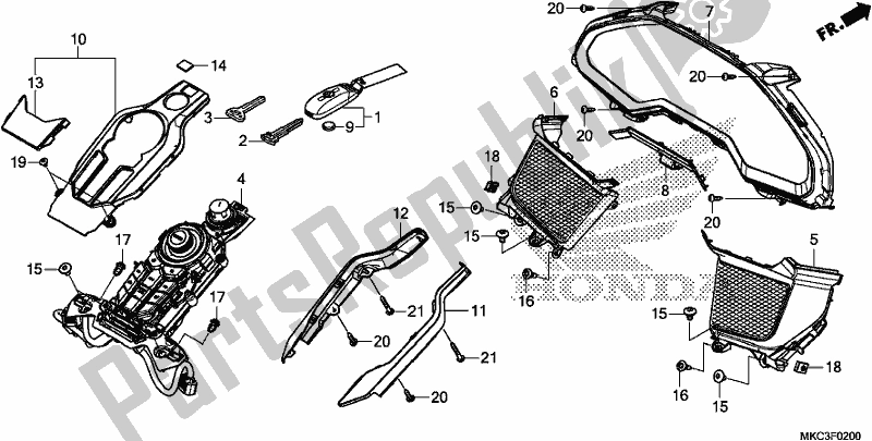 Todas as partes de Meter Panel/switch Panel/fob Key do Honda GL 1800 Goldwing Tour Manual 2018