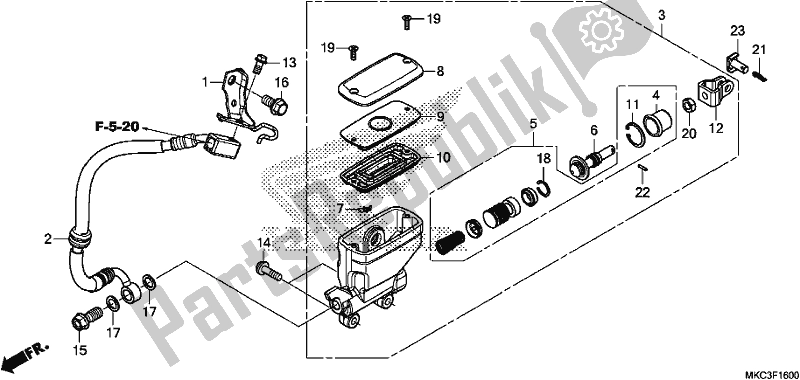 Toutes les pièces pour le Maître-cylindre De Frein Arrière du Honda GL 1800 Goldwing Tour Manual 2018