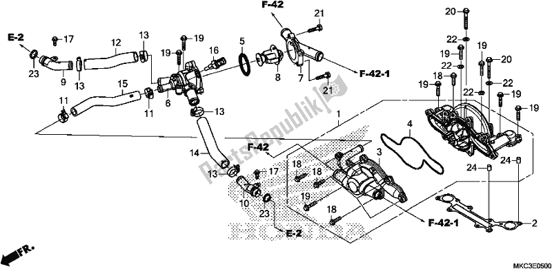All parts for the Water Pump of the Honda GL 1800 Goldwing Tour Manual 2018