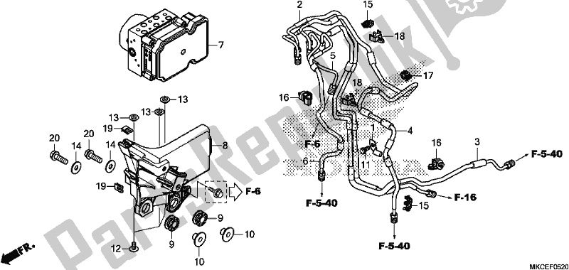 Todas as partes de Modulador De Abs do Honda GL 1800 Goldwing Tour Manual 2019